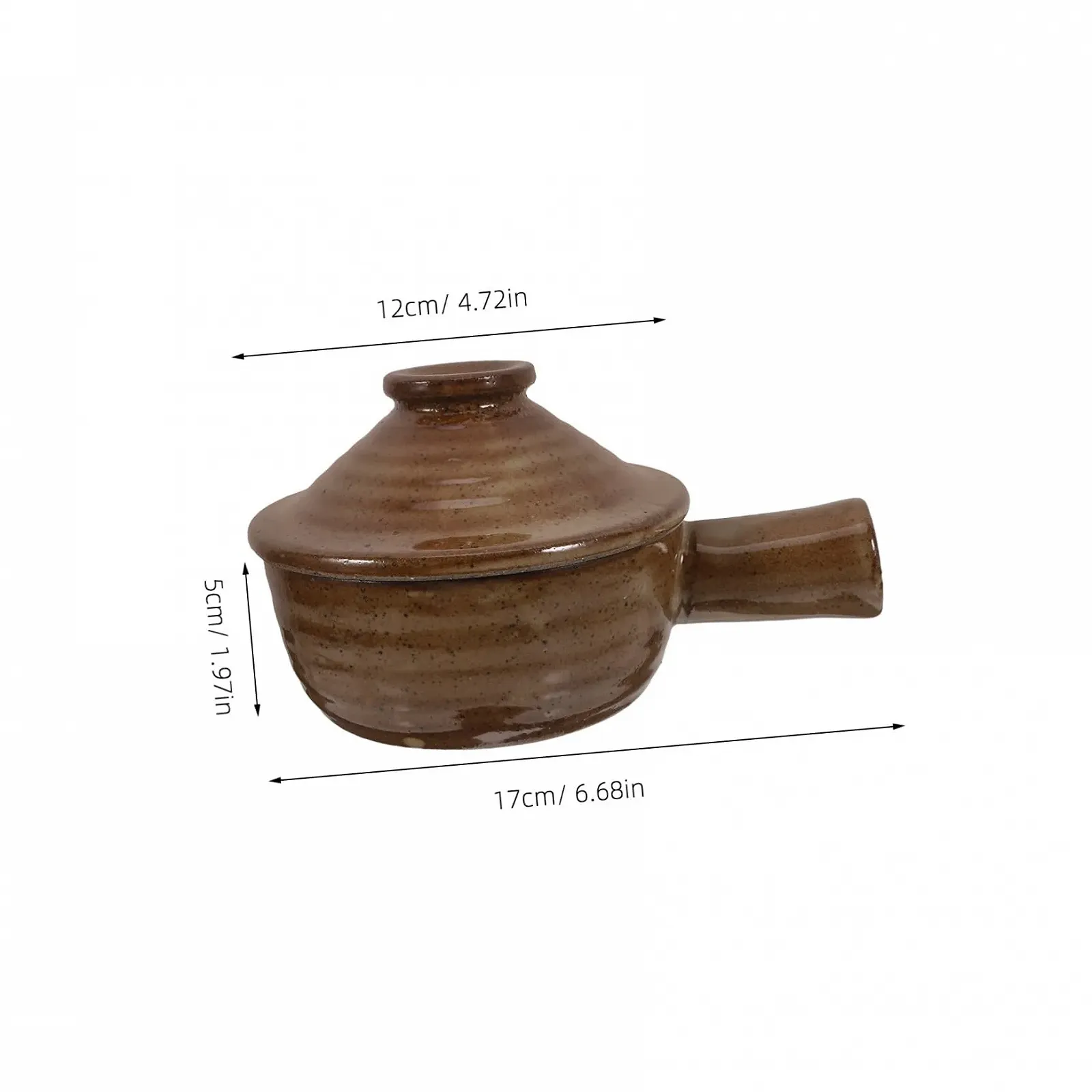 Ківш VICASKY з грубої глини з кришкою термостійкий з антипригарним покриттям для мікрохвильової печі, фото №2