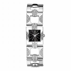 Женские часы JewelryWe Квадратные Маленькие Кварцевые Аналоговые Металлический Ремешок Стразы Блестящие - Фото 1