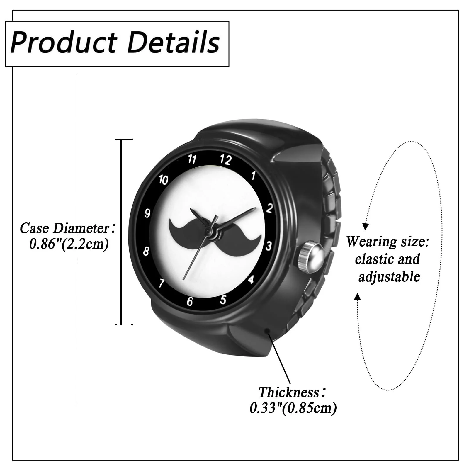 Кільце-годинник Avaner Унісекс: Еластичний з нержавіючої сталі, круглий корпус, регульований, сріблястий, фото №4