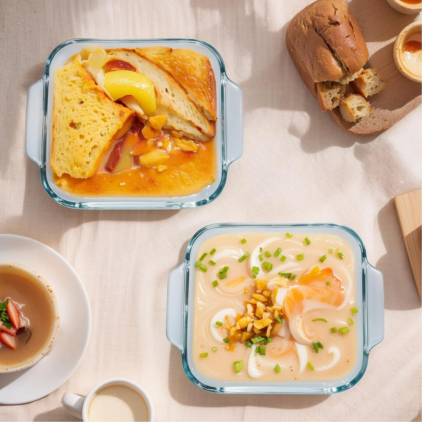 Набор форм для запекания 2 шт 5 дюймов стеклянные квадратные с ручками Прозрачные, фото №4