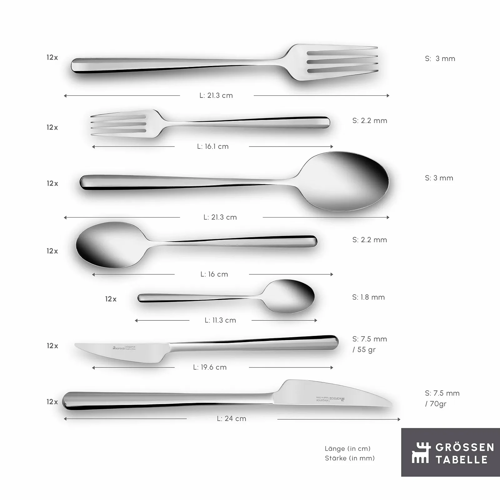 Набор столовых приборов Karaca Boreas 84 предмета, нержавеющая сталь 18/10, на 12 персон, серебряный, фото №3 Набор столовых приборов Karaca Boreas 84 предмета, нержавеющая сталь 18/10, на 12 персон, серебряный, фото №3