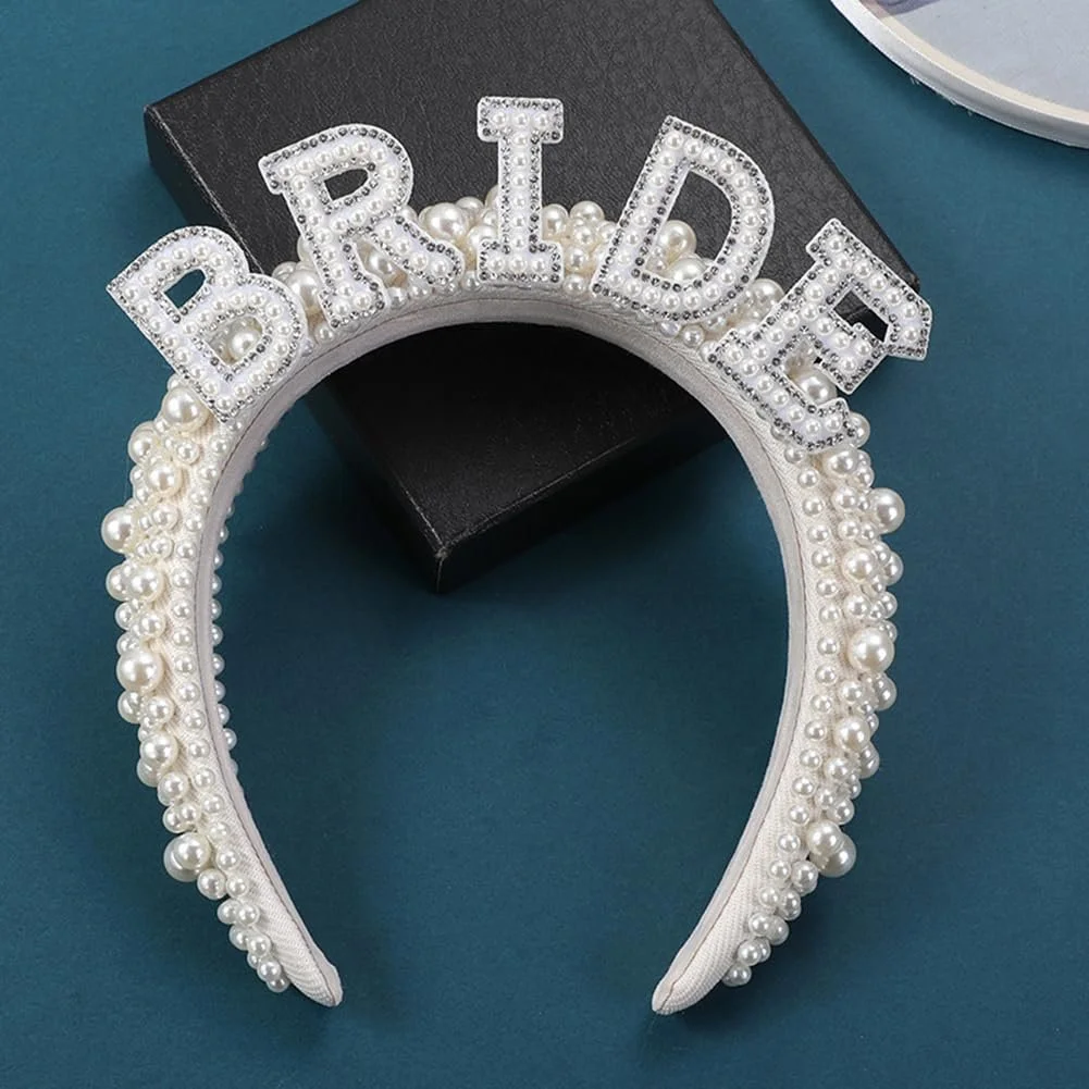 Обруч Штучні перли Широкий для нареченої, фото №4