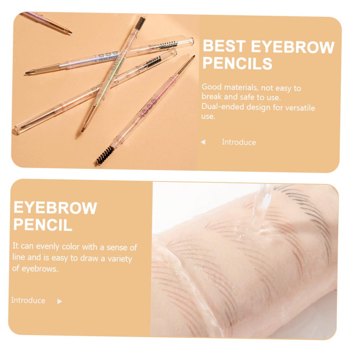 Олівець FRCOLOR 5шт ультратонкий для брів з пензлем анти-пітний м'ятний пластиковий, фото №3