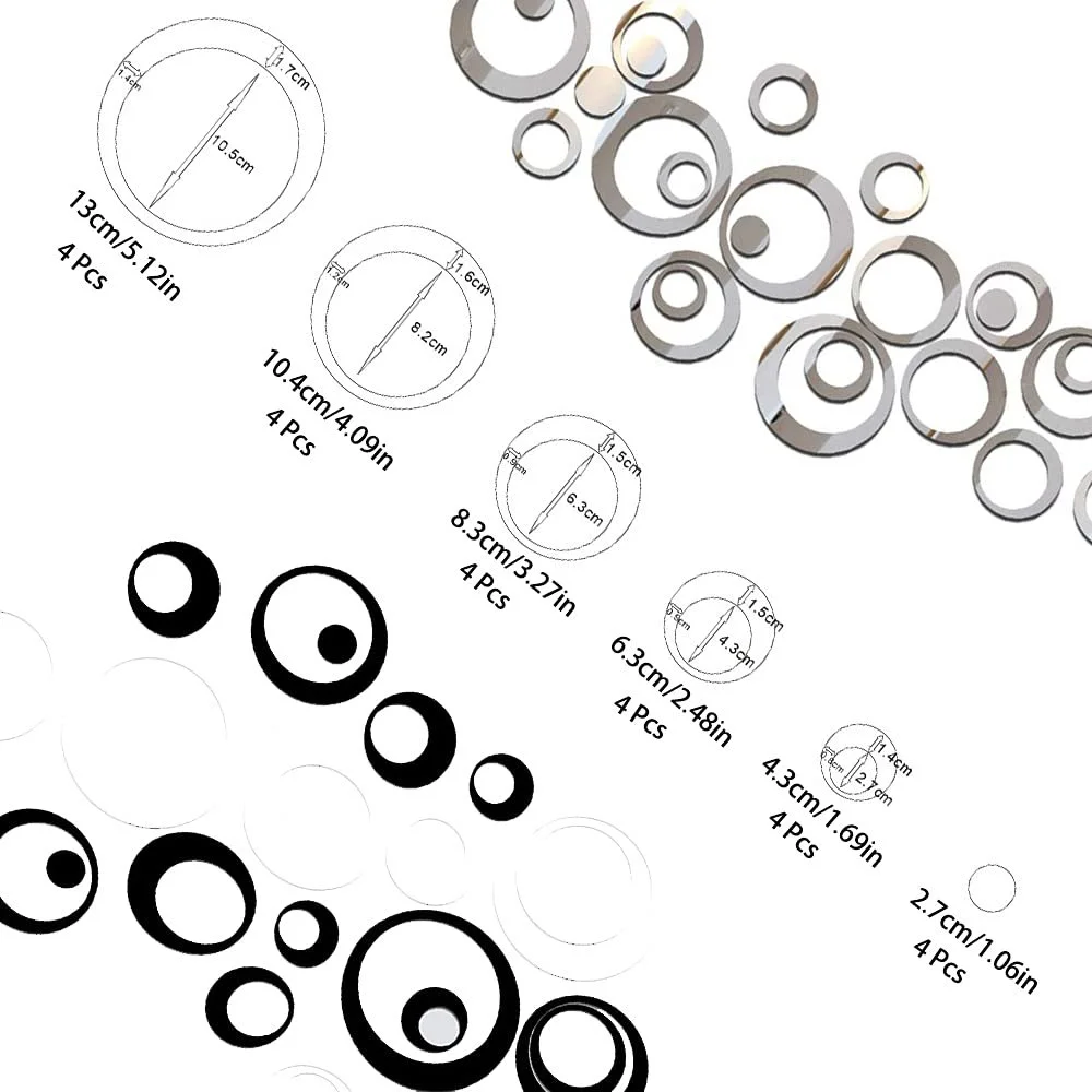 Наклейки на стіну 3D Mirror 48 шт. Акрилові Круглі Дзеркальні Сріблясті, фото №2 Наклейки на стіну 3D Mirror 48 шт. Акрилові Круглі Дзеркальні Сріблясті, фото №2