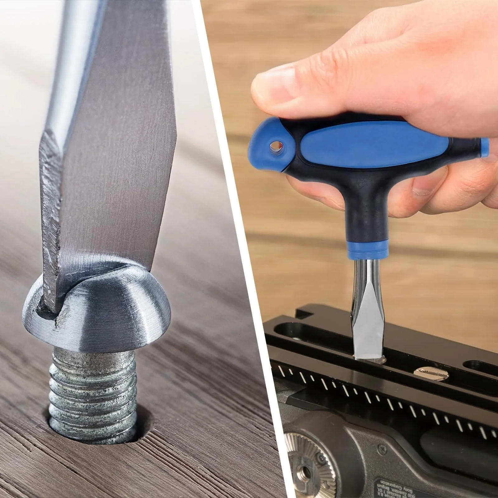 Викрутка шліцова 12 мм з T-подібною рукояткою вуглецева сталь Синій Чорний, фото №5