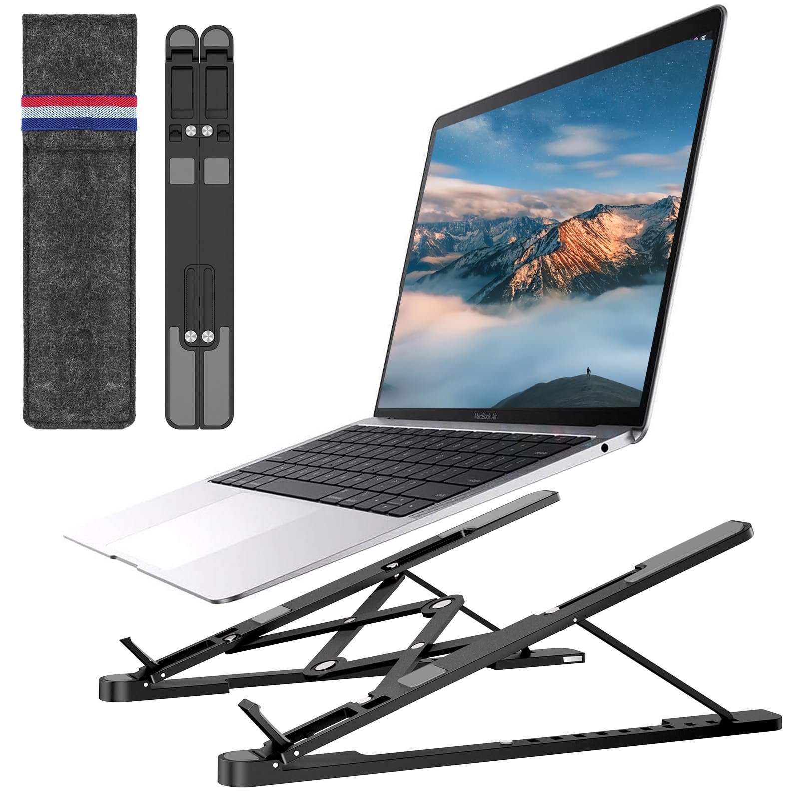 Підставка для ноутбука алюмінієвий сплав складаний портативний 10-17.3 дюймів (Чорний), фото №1 Підставка для ноутбука алюмінієвий сплав складаний портативний 10-17.3 дюймів (Чорний), фото №1