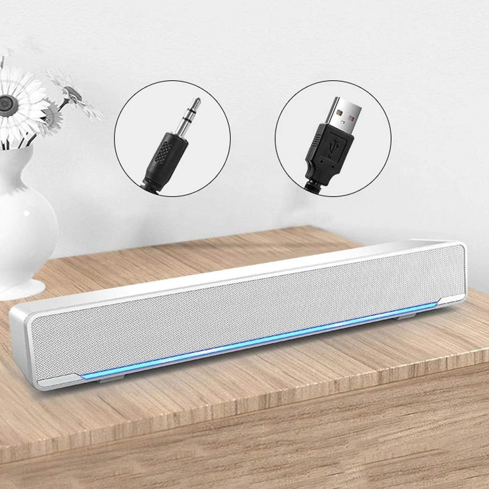 Саундбар Стерео USB Music Player Bass Surround Sound Box 3.5 мм Вхід Білий, фото №8