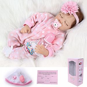 Кукла ZIYIUI Reborn Baby 22 дюйма 55 см Силиконовая Девочка Реалистичная Спящая Закрытые Глаза - Фото 1