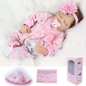 Лялька ZIYIUI Reborn Baby 22 дюйма 55 см Силіконова Дівчинка Реалістична Спляча Закриті Очі - Фото 1