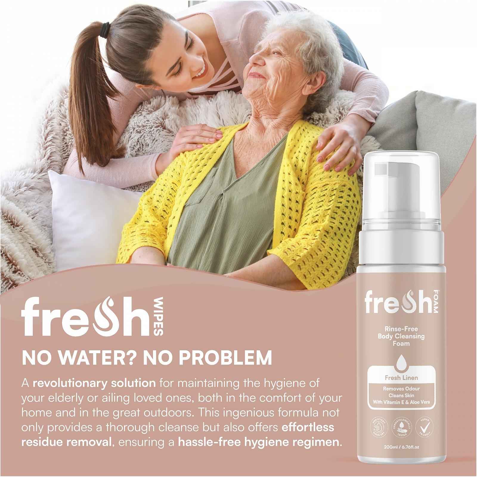 Пінистий гель для душу без змивання FreshWipes Rinse Free 200 мл, фото №2