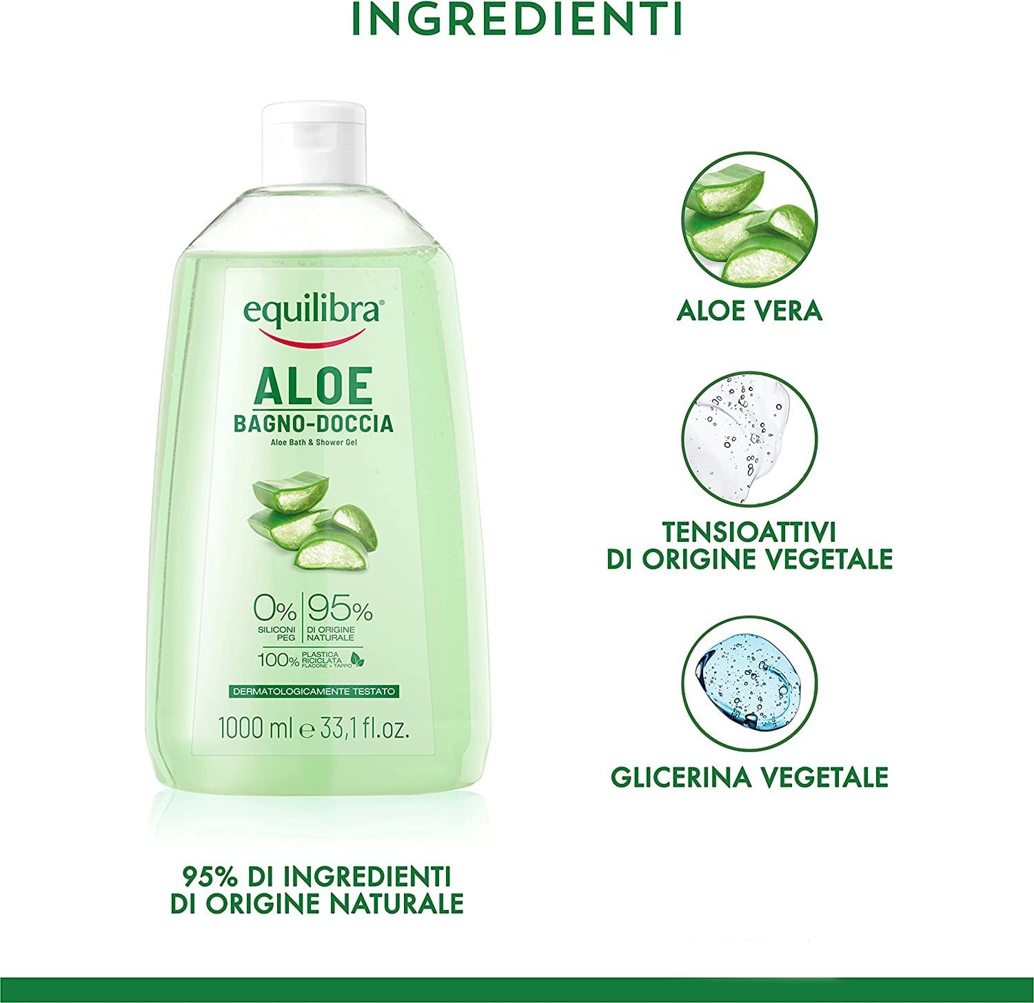 Гель для душу Equilibra Corpo Aloe Body Wash делікатне очищення та зволоження 1000 мл + м'якоть томатів 400 г, фото №3