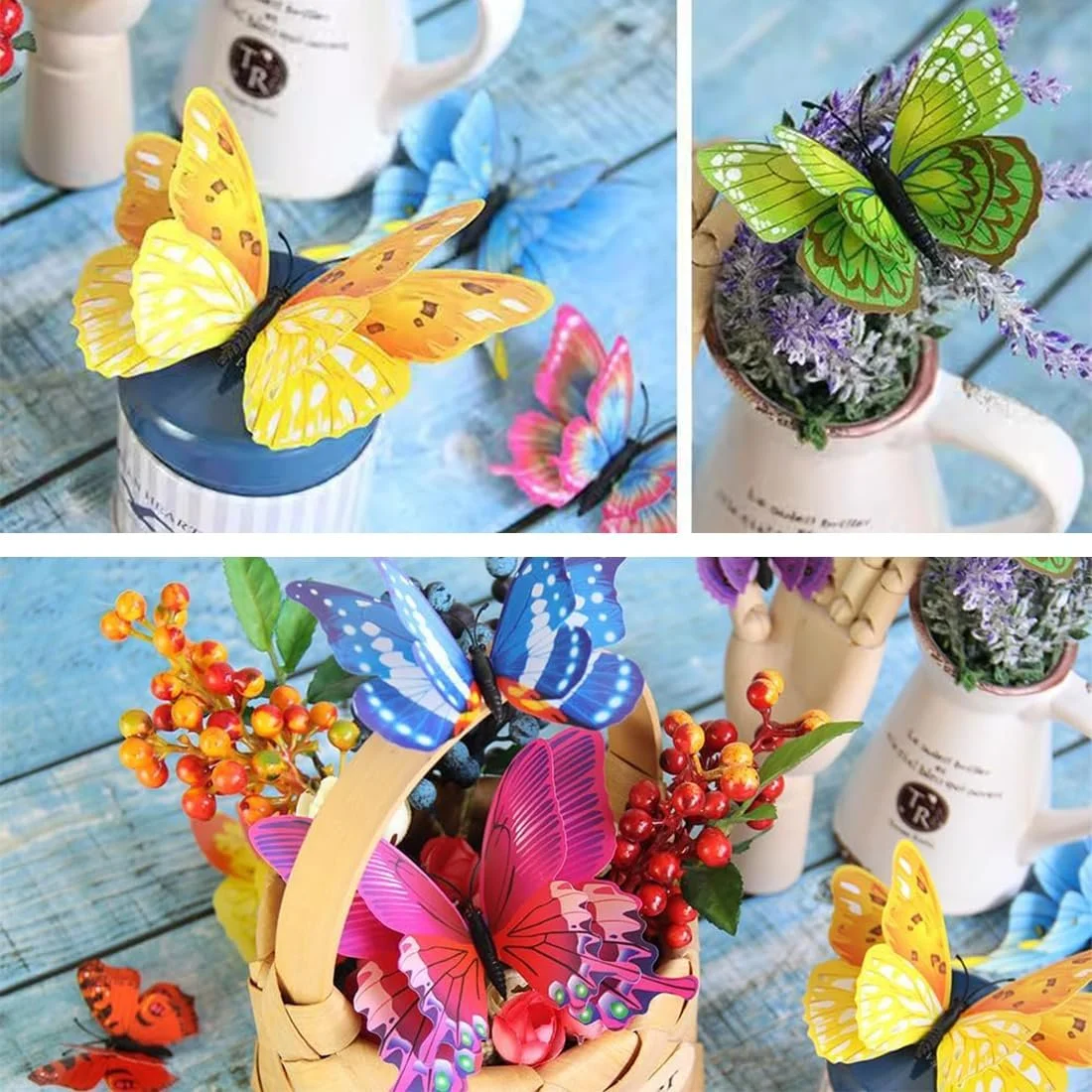 Наклейки на стену Метелики Набор 12 шт. Акварельные Розовые, фото №3