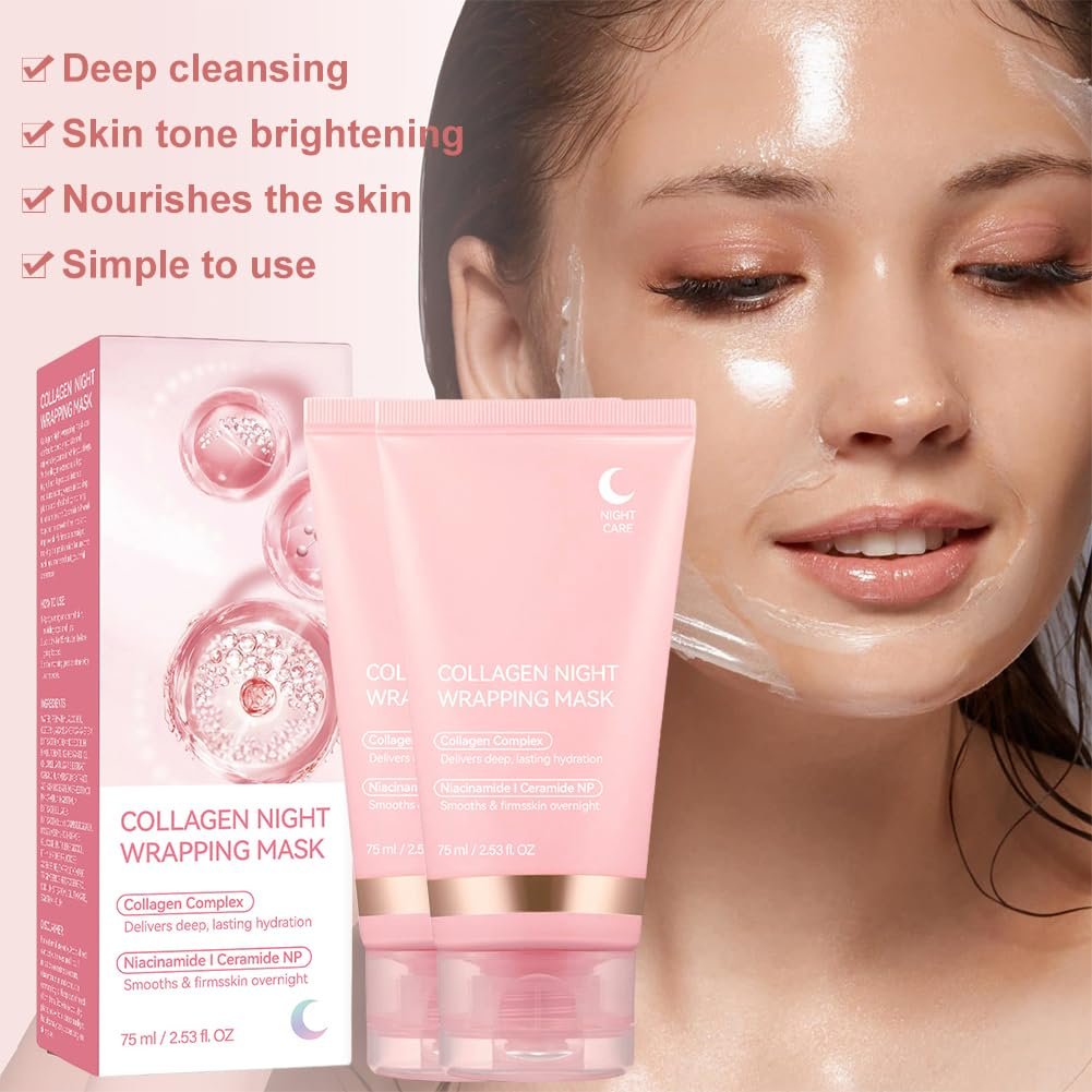 Нічна маска для обличчя Collagen, 75 мл, фото №2