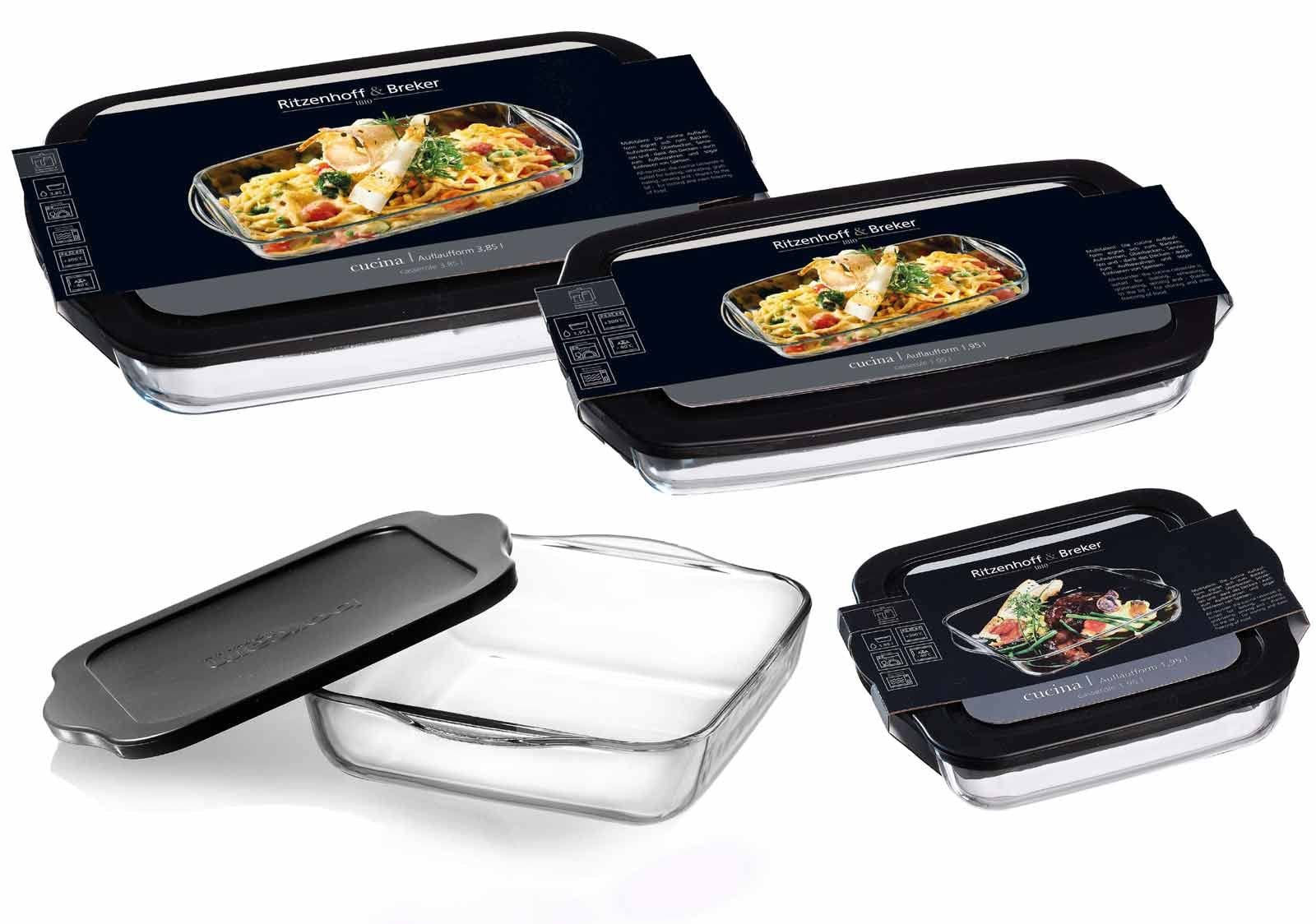Форма для запікання Ritzenhoff & Breker Cucina прямокутна з кришкою 3850 мл прозора/чорна, фото №3 Форма для запікання Ritzenhoff & Breker Cucina прямокутна з кришкою 3850 мл прозора/чорна, фото №3