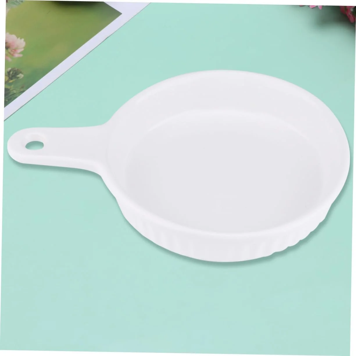 Форма для запікання LIFKOME керамічна кругла біла з однією ручкою, фото №8