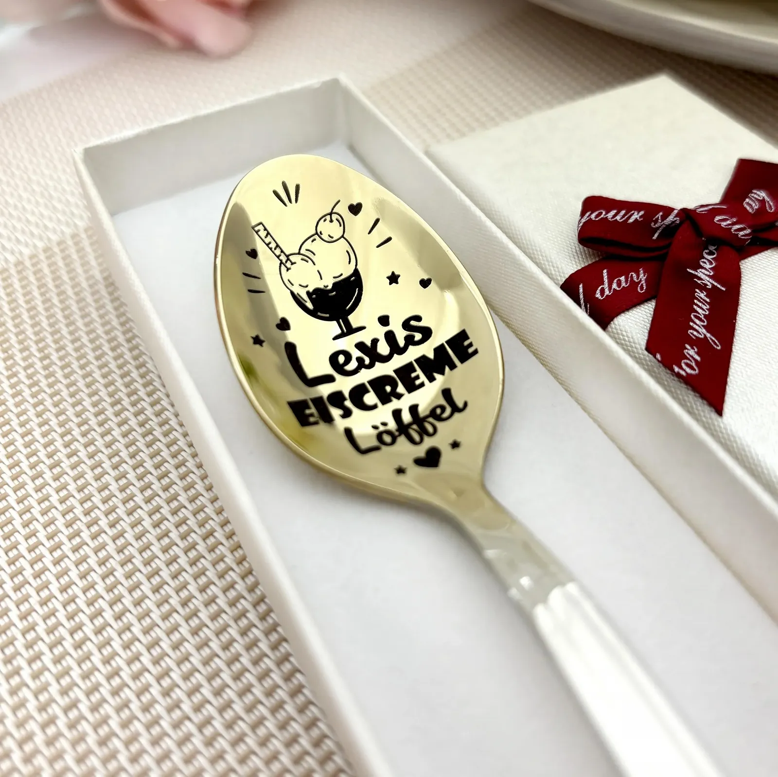 Персоналізована Ложка для Морозива Золота з Нержавіючої Сталі, фото №1