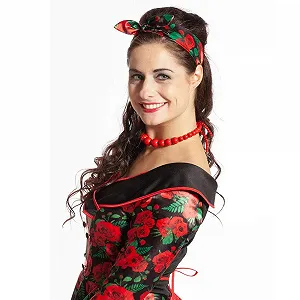 Повязка на голову с бантом розы в стиле рокабилли 1950-х годов. - Фото 1