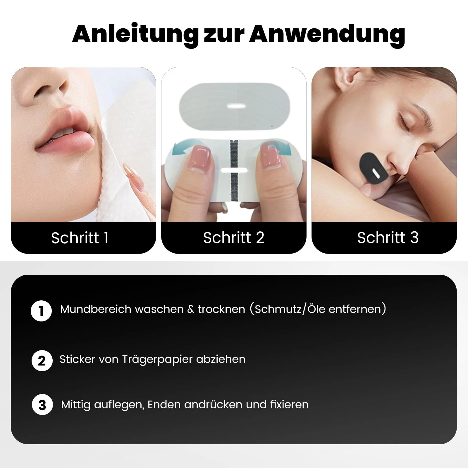 Пластирі для сну, Чорний, 90 штук, фото №3