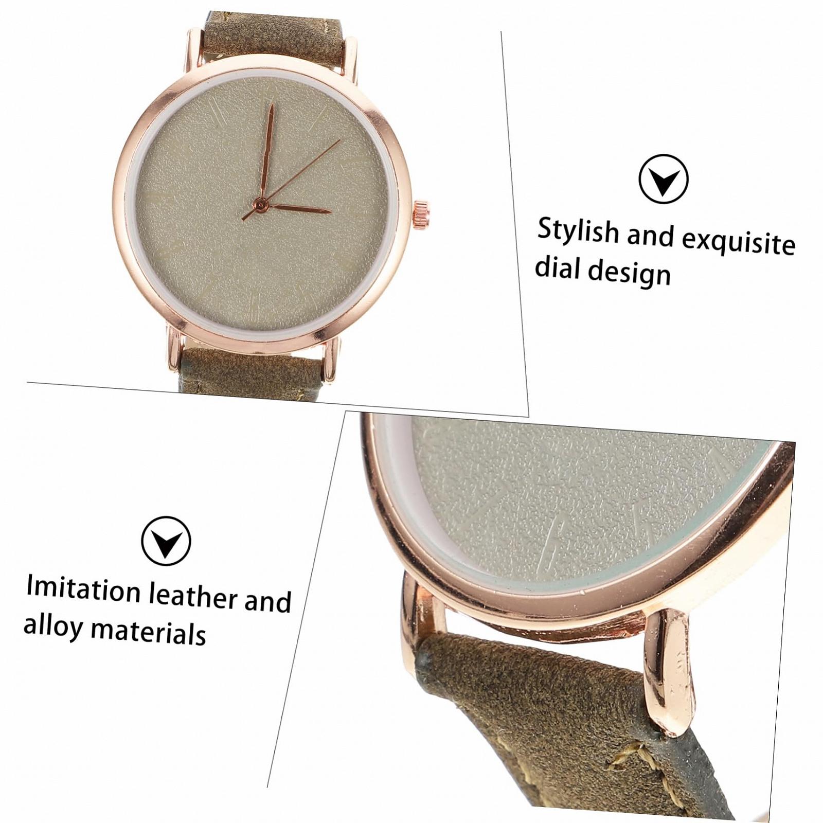 Кварцевые часы Healvian Fashion с тонким кожаным ремешком, женские, зеленые, фото №3