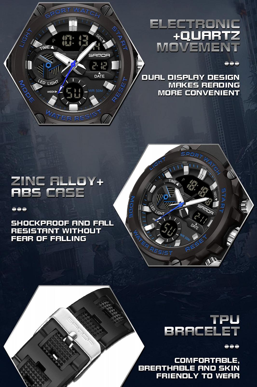 Годинник Findtime Чоловічий Військовий Цифровий Спортивний 5 ATM Водостійкий Синій, фото №6