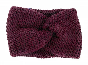 Вязаная на голову повязка с альпаки, бордовый - Фото 1