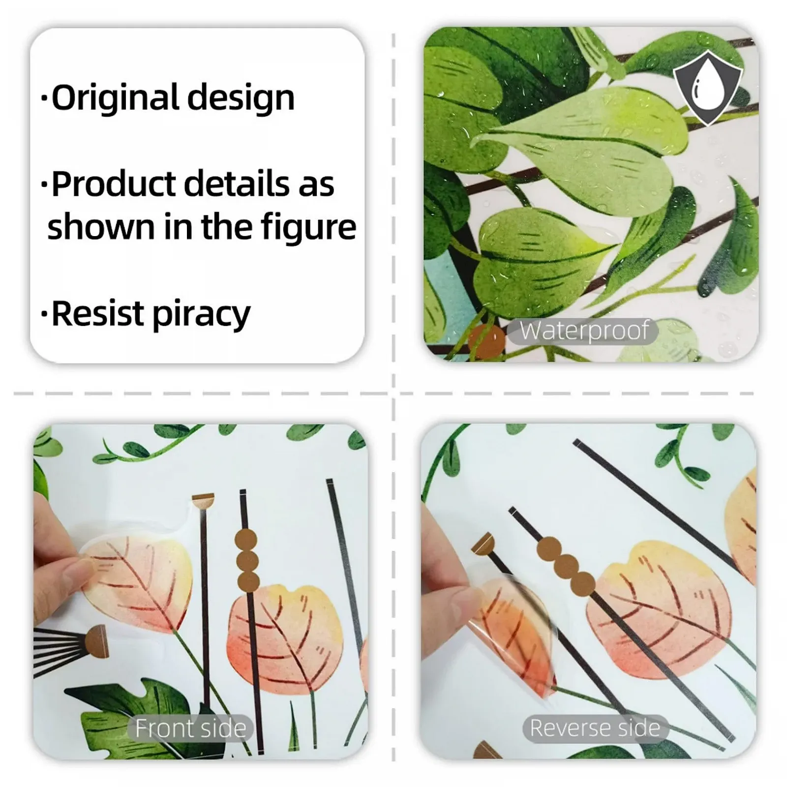 Наклейки на стіну Зелене листя рослин Горщикові рослини та метелики для офісу спальні вітальні декору вечірок, фото №6