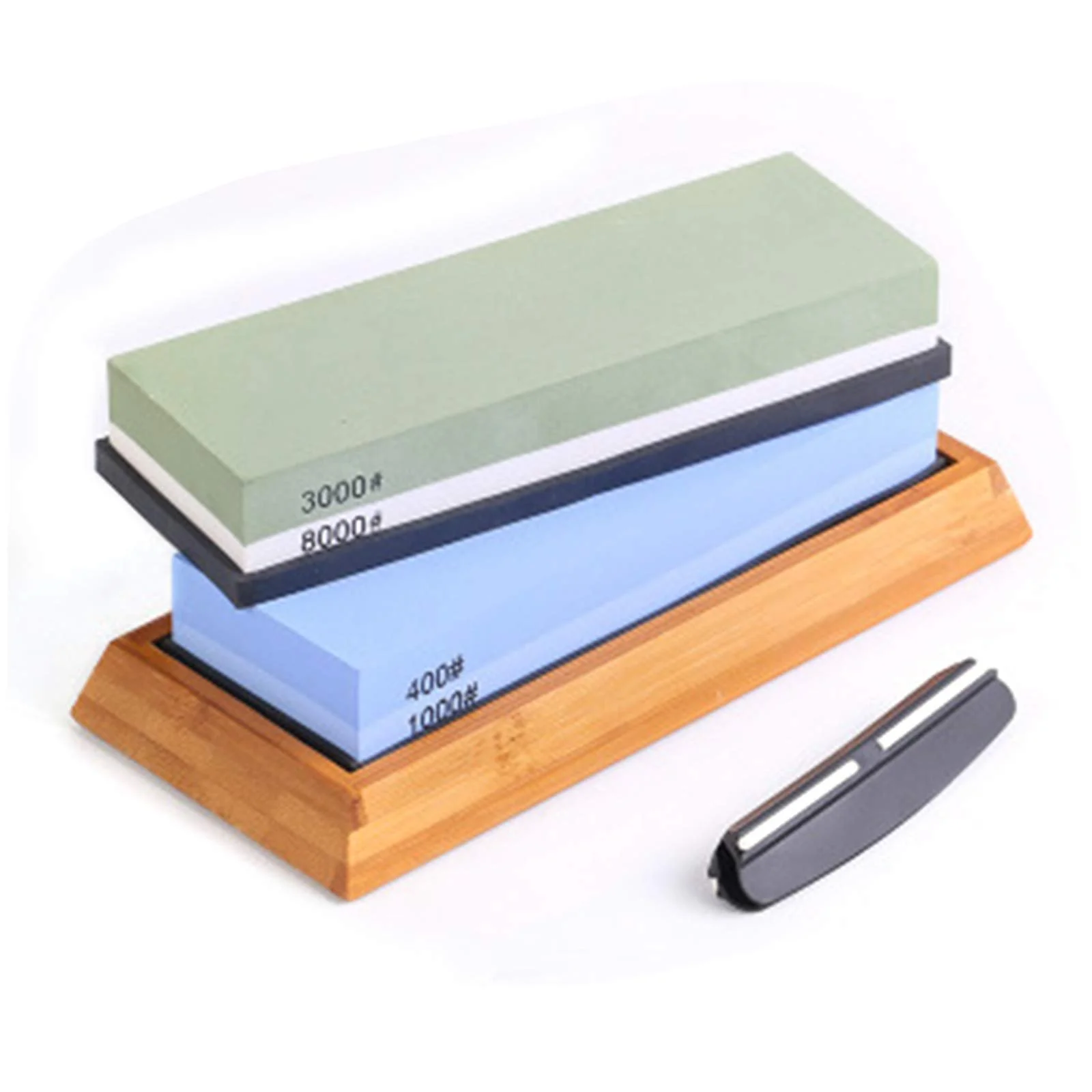 Набір точильних каменів 400-8000 з білого корунду з бамбуковою основою та направляючою кута заточування, фото №3