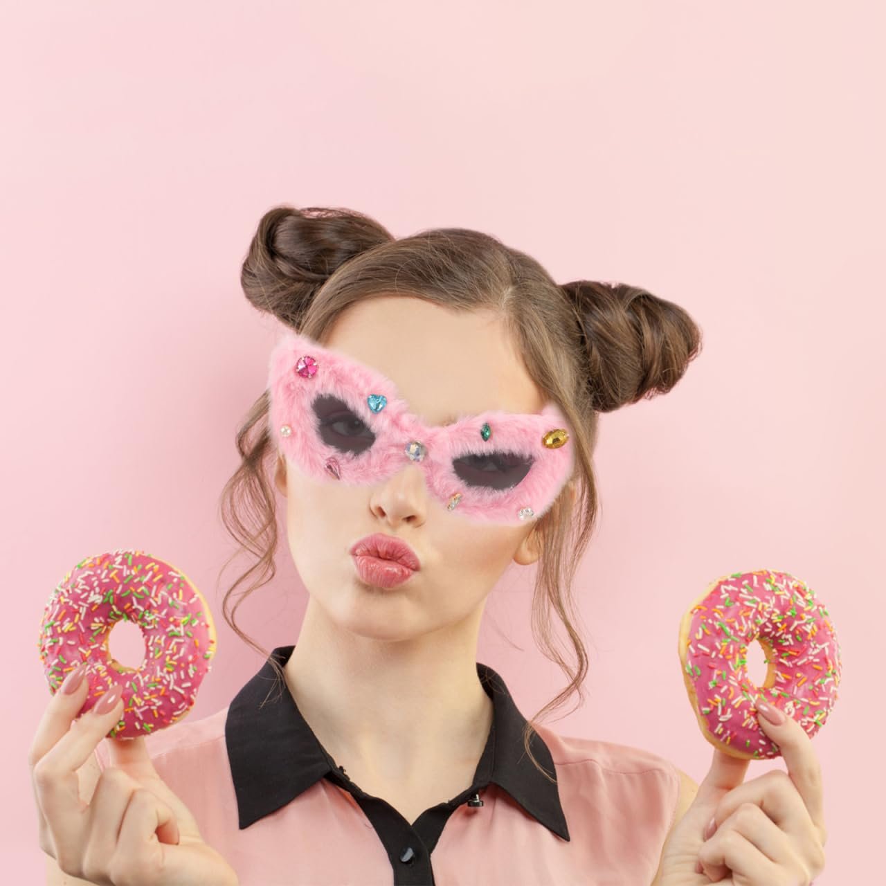 Смішні сонцезахисні окуляри Білі Плюшеві CALLARON для Жінок, фото №8