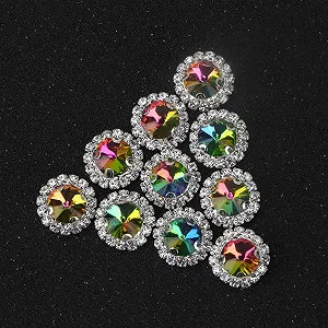 Стразы Круглые Плоские для рукоделия 20 шт. Переливающиеся synthetic.ua - Фото 1