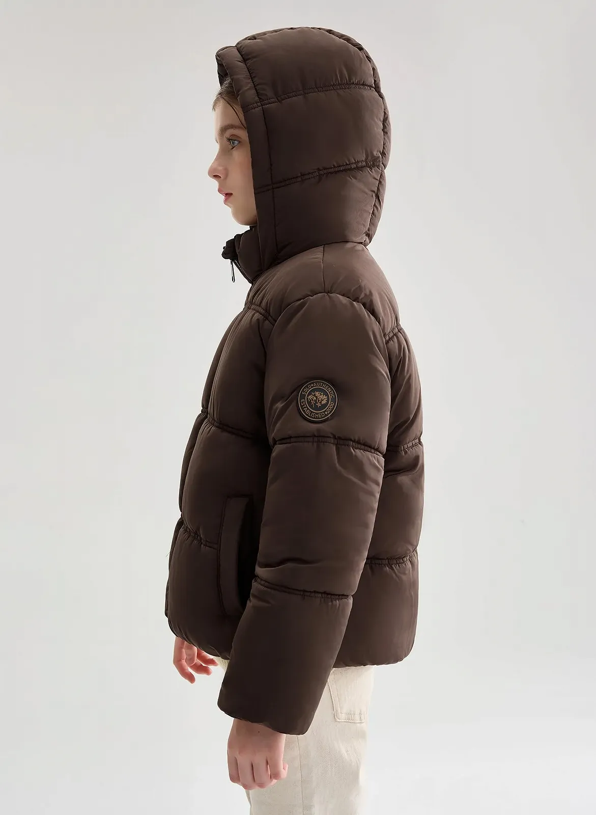 Зимнее пальто SOLOCOTE для девочки, водоотталкивающее, с капюшоном, флисовой подкладкой, карманами, эластичными манжетами, фото №2