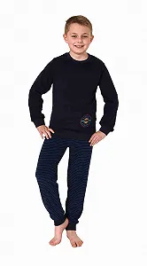 Махровая пижама с длинными рукавами для мальчиков Normann с манжетами - Фото 1