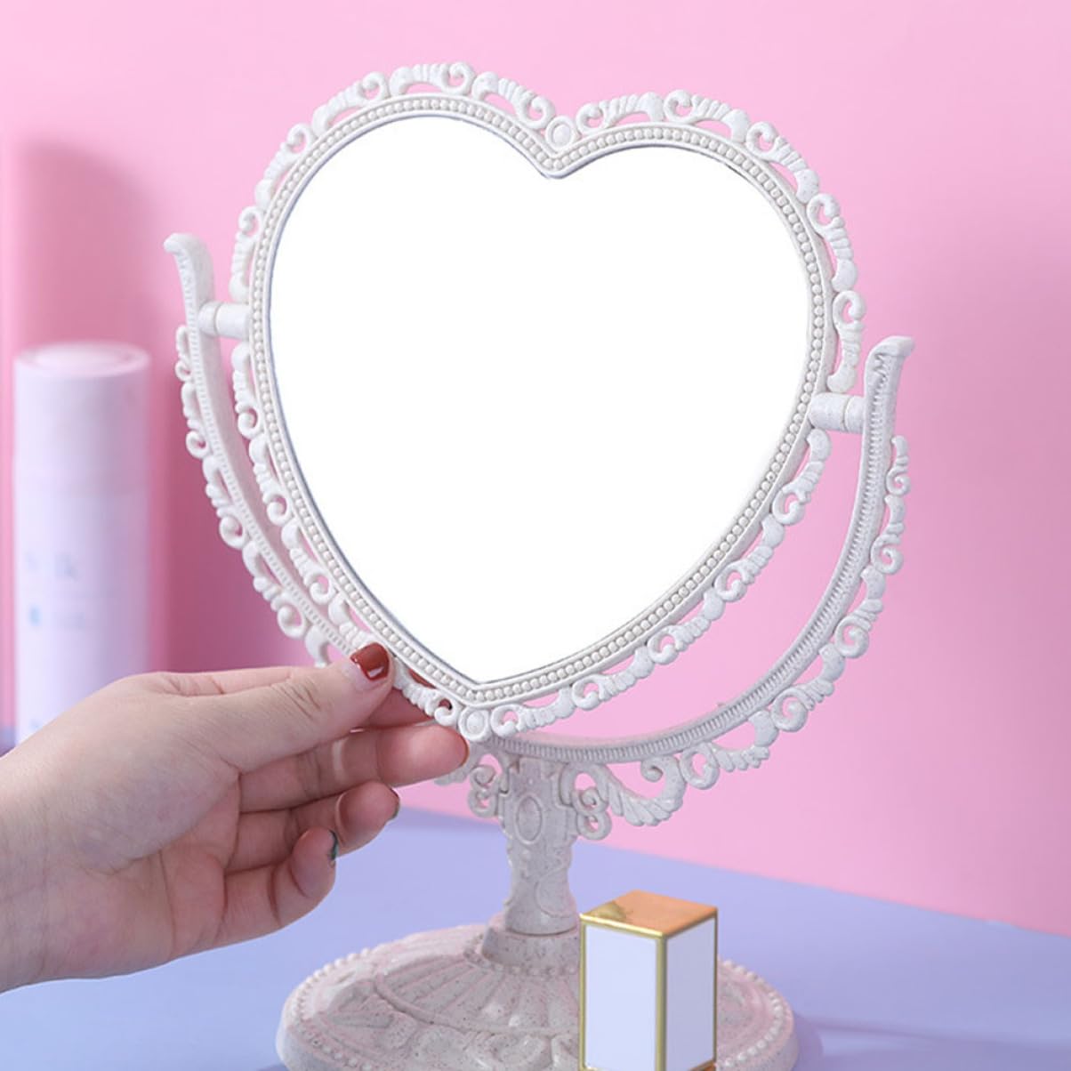 Дзеркало Angoily Настільне Двостороннє Косметичне 4 штуки Скло Бежевий, фото №2