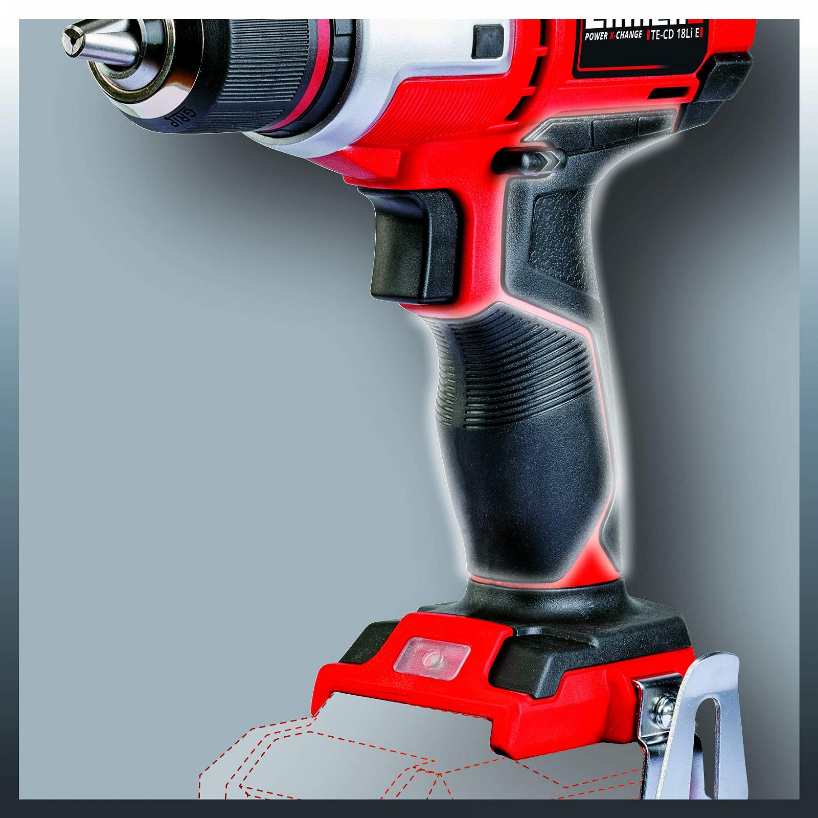 Акумуляторний шуруповерт Einhell Power X-Change TE-CD 18 Li E Solo 18 В, 2 передачі, 47 Нм, електронний обмежувач крутного моменту, LED-ліхтар, без батареї та зарядного пристрою, фото №7