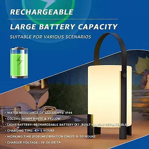 Настільна лампа світлодіодна акумуляторна бездротова 3000 K ефект свічки USB-C димована IP44 з пультом ДК synthetic.ua - Фото 1