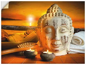 Наклейка на стіну ARTland T5OK Buddha Buddhism Zen Spa Wellness Relaxation вінілова плівка 60 x 45 см - Фото 1