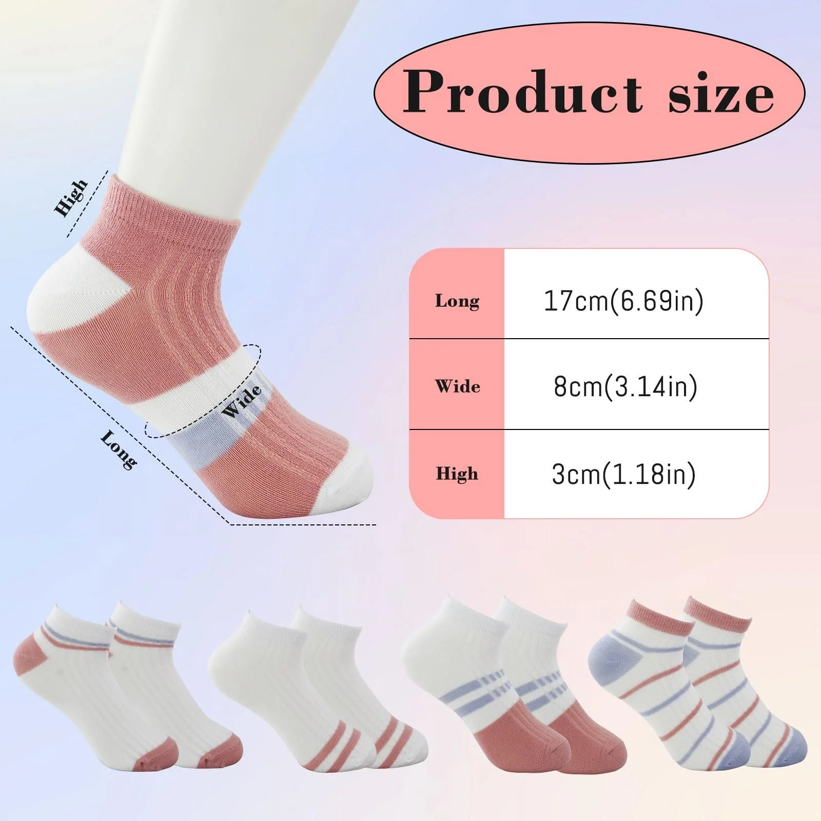5 пар коротких шкарпеток для жінок, тонкі дихаючі шкарпетки для кросівок, фото №2