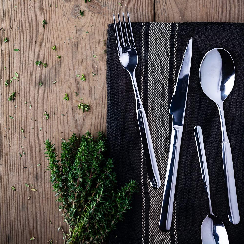 Набор столовых приборов MONIX Milan, 24 предмета, нож для стейка, нержавеющая сталь 18/10, современный дизайн, полированная отделка, толщина 2 мм (на 6 персон), фото №5 Набор столовых приборов MONIX Milan, 24 предмета, нож для стейка, нержавеющая сталь 18/10, современный дизайн, полированная отделка, толщина 2 мм (на 6 персон), фото №5