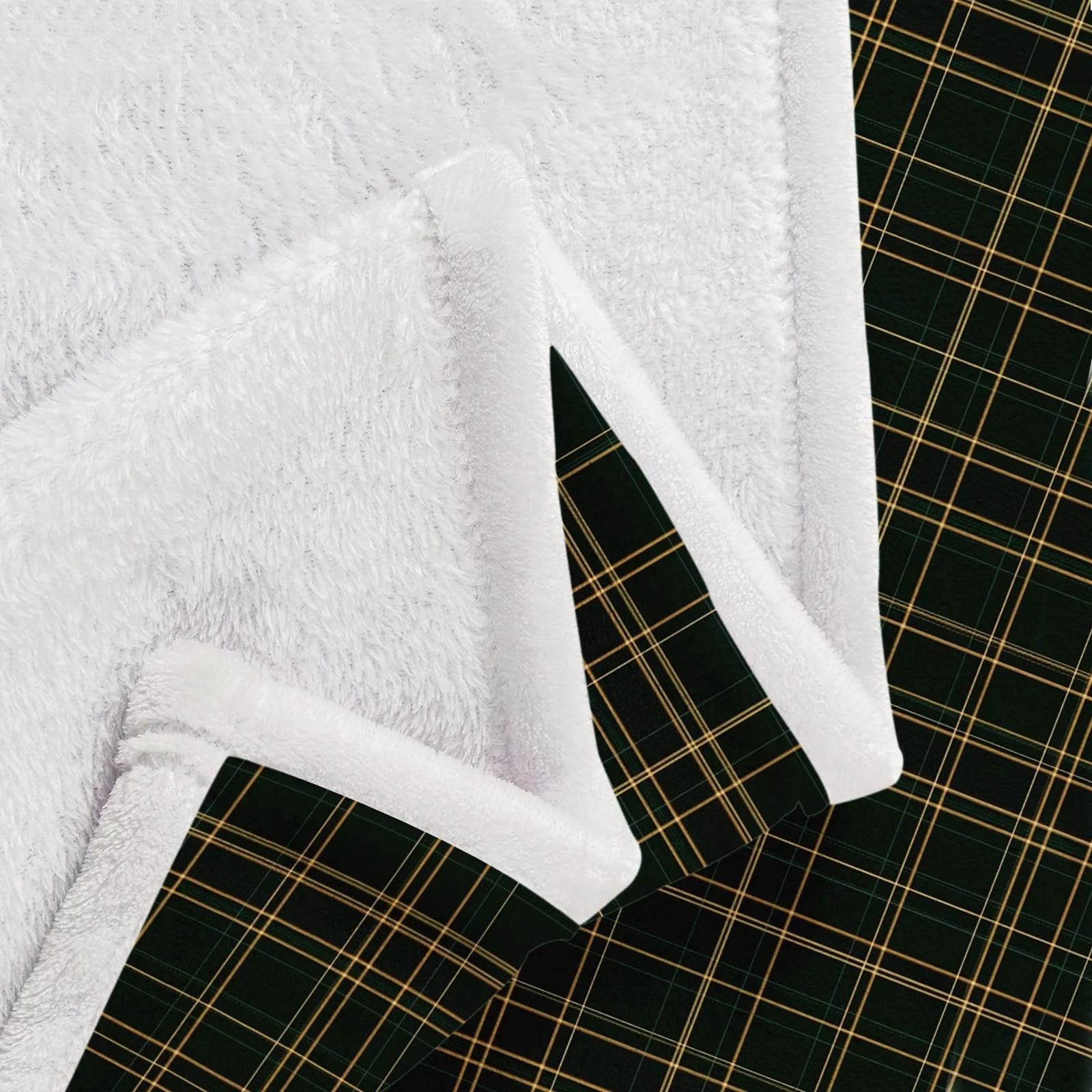Покривало Flanell Retro-Karo-Textur 180 x 220 cm, зелений, жовтий, фото №7