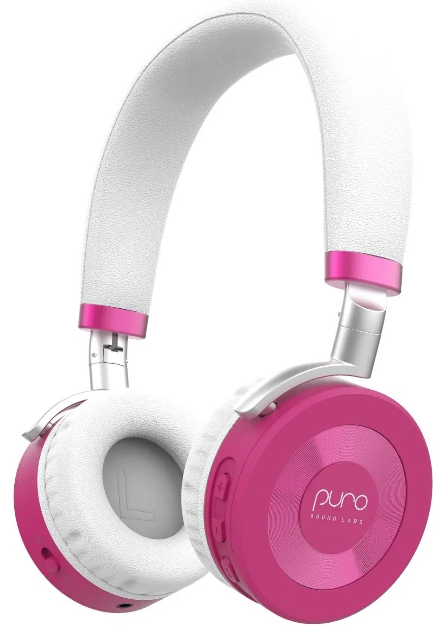 Комбіновані навушники Puro Sound Labs JuniorJam Plus з обмеженням гучності для дітей / Bluetooth 5.1 / 3.5 mm AUX / Обмеження гучності 85 дБ / Пасивне шумозаглушення / До 22 годин роботи / Рожеві, фото №1