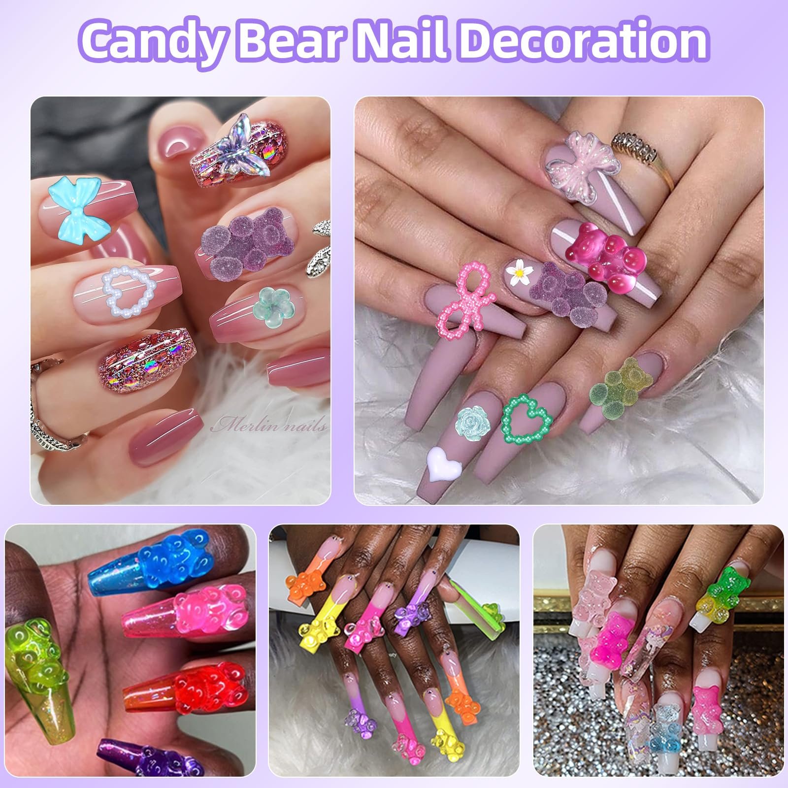 3D Набір для дизайну нігтів CESUSME Ведмідь, Акрилова суміш, Квітка, Метелик, фото №7