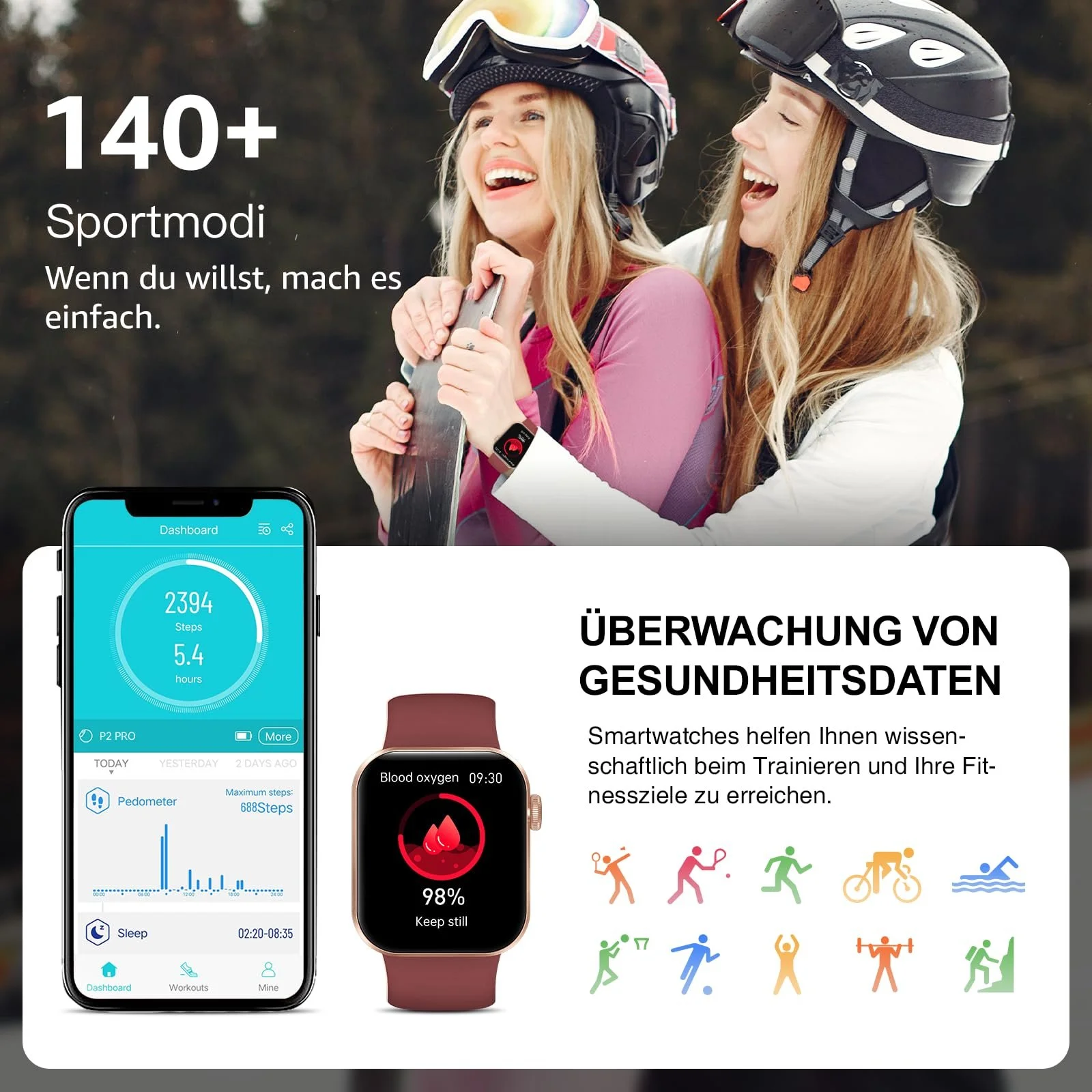 Смартгодинник 1.85 Inch HD Дисплей з функцією телефону, 140+ спортивних режимів, фото №5