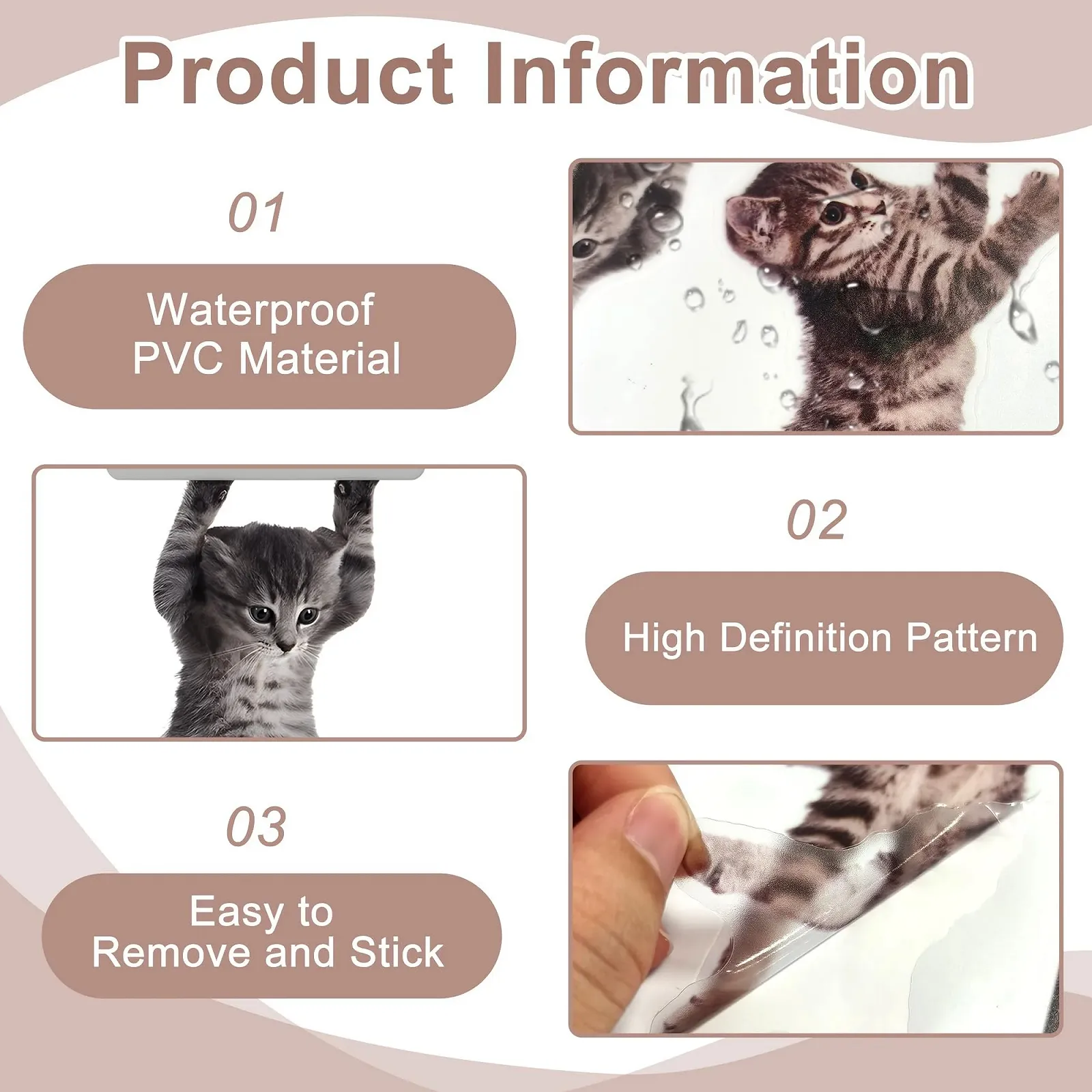 Настінна наклейка 3 кішки, що стрибають Імітація тигрової кішки Знімна, фото №4
