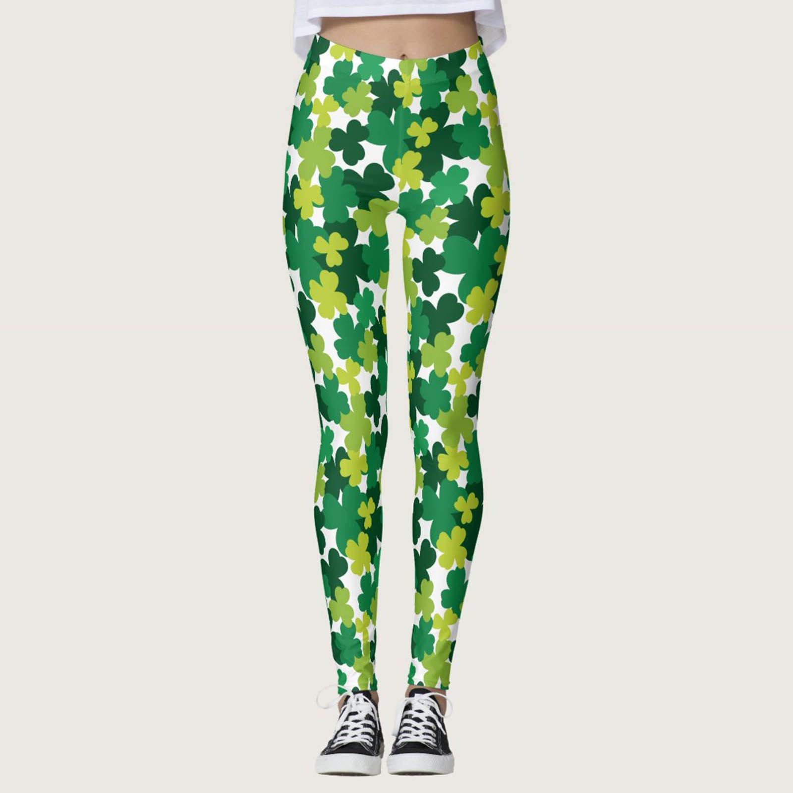 Легінси Жіночі St. Patricks Day Легінси з високою посадкою з принтом конюшини Спортивні легінси Довгі спортивні Для йоги Дихаючі та непрозорі Фітнес Для йоги Для тренувань Костюм на День Святого Патрика, фото №2