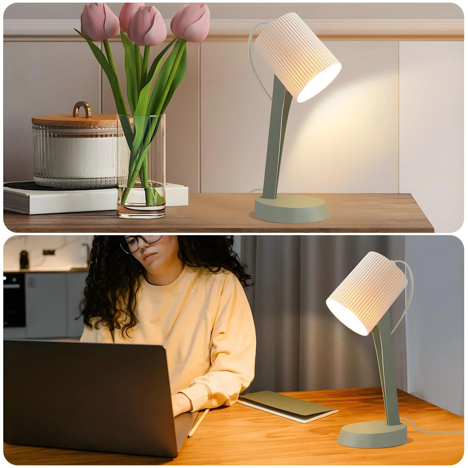 Набір настільних ламп із 2 шт. 37,4 см E14 зелений, фото №5