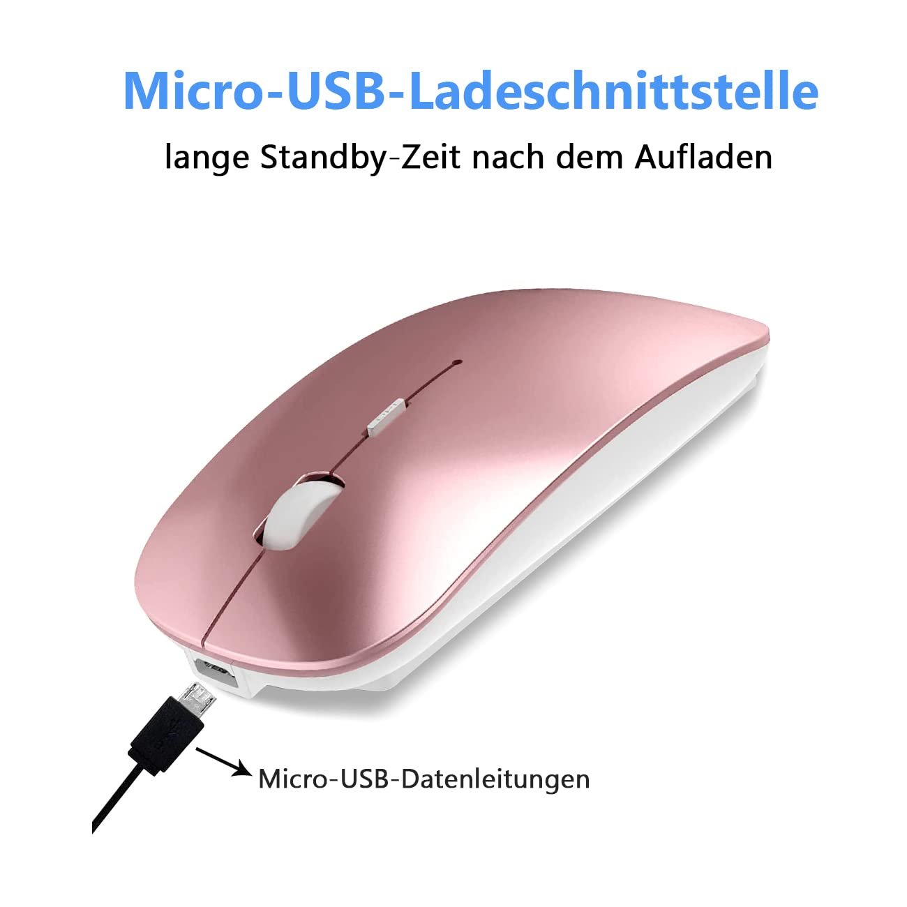 Мышь LEAPEST Беспроводная Bluetooth USB-C адаптер 2.4GHz Розовое золото, фото №3