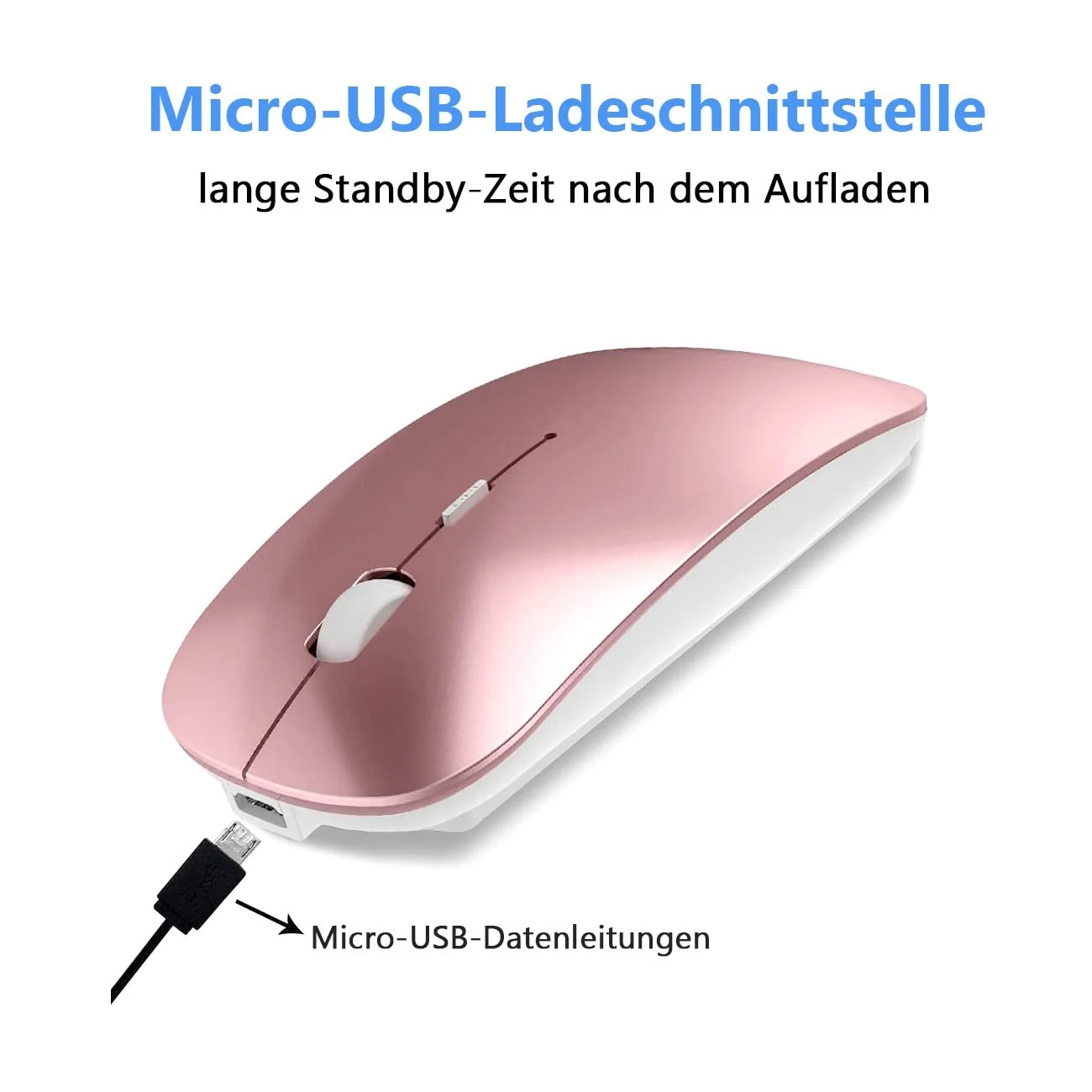 Мышь LEAPEST Беспроводная Bluetooth USB-C адаптер 2.4GHz Розовое золото, фото №3