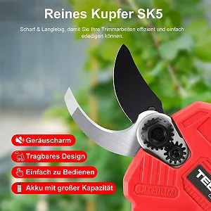 Секатор TEENO акумуляторний безщітковий електричний 2 x 2000mAh synthetic.ua - Фото 1