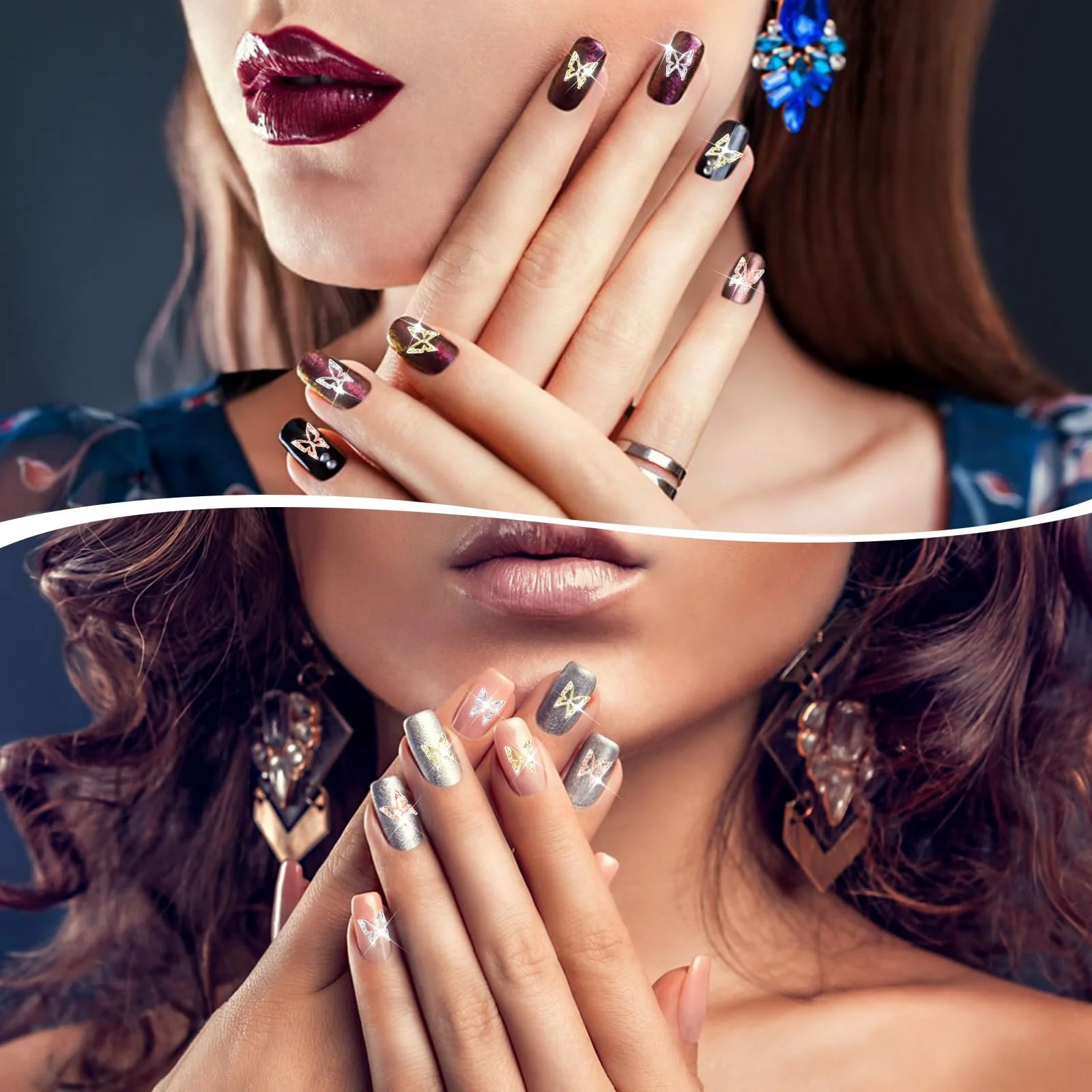 3D Украшения для ногтей Amaxiu, Бабочки, 80 шт., Золотой, Серебряный, Розовое золото, фото №6