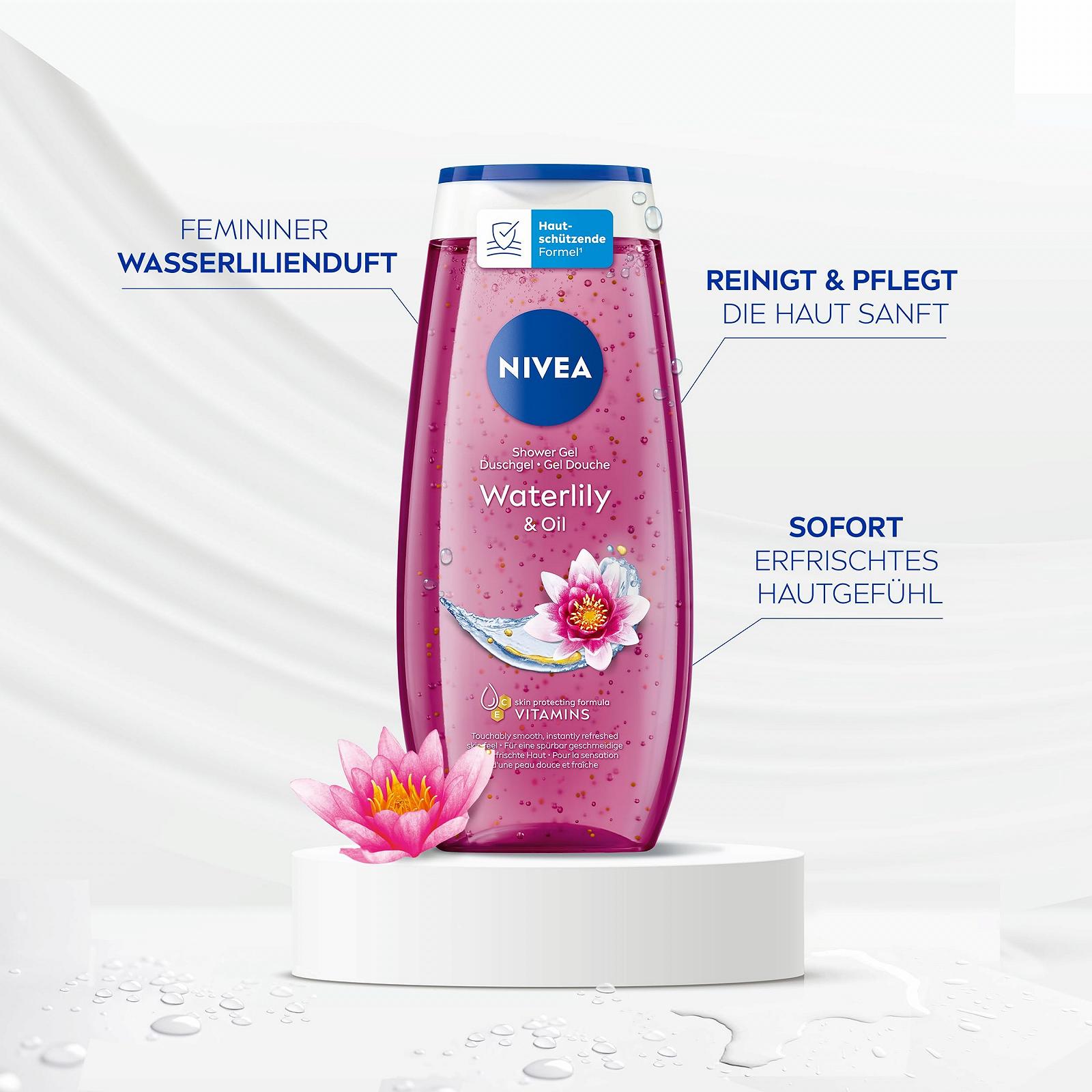 Гель для душа NIVEA Waterlily & Oil с ароматом водяной лилии и масляными гранулами 250 мл, фото №2