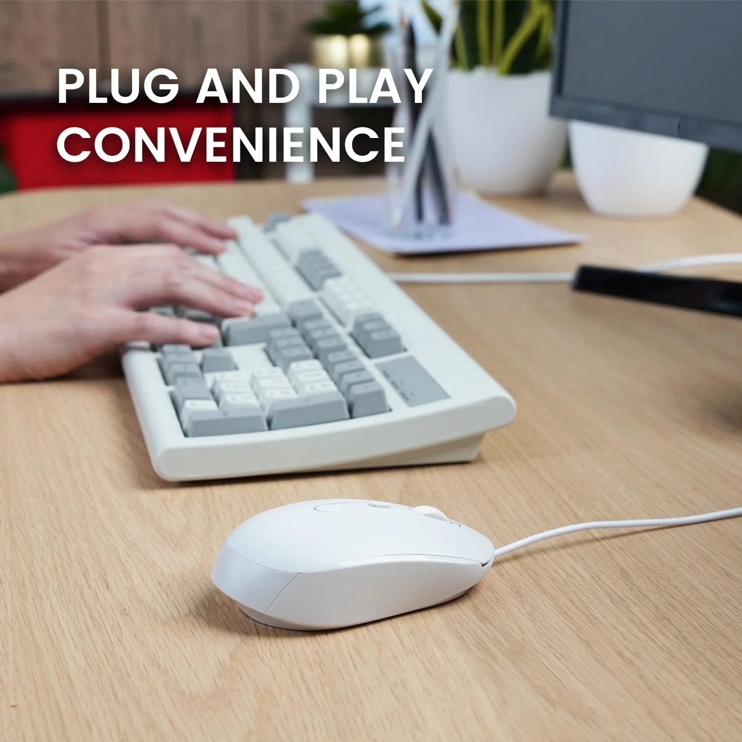 Мышь проводная оптическая Perixx PERIMICE-222, регулируемая DPI 1200/1600/2000, тихий клик, кабель 1,8 м, белая, фото №4